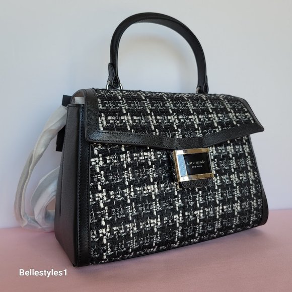 KATE SPADE Katy Tweed Medium Top Handle Bag-Black Multi - Picture 3 of 16